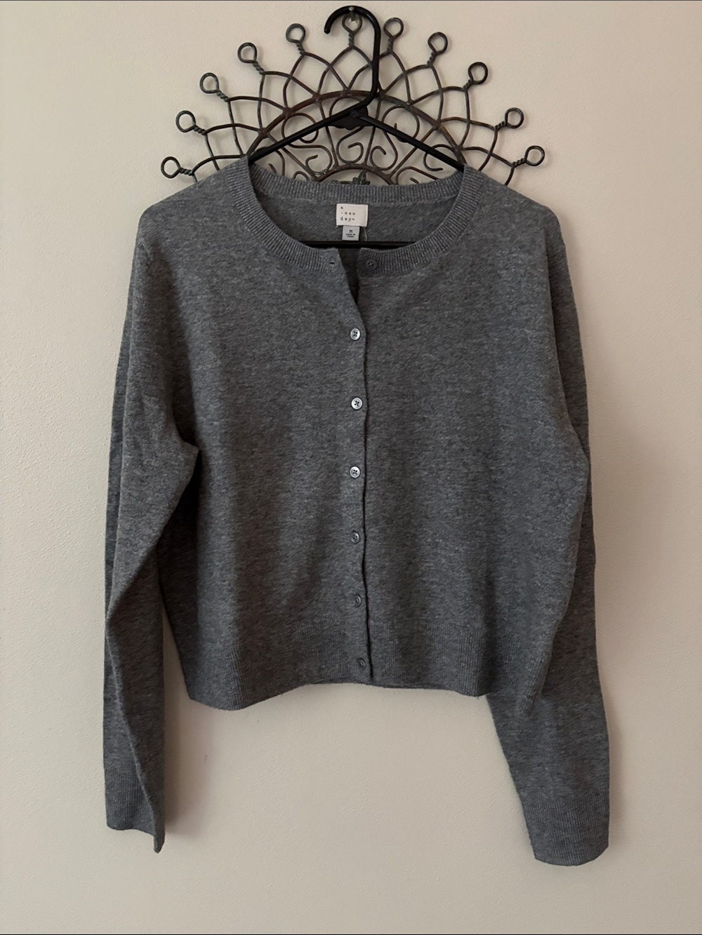 a new day Charcoal Gray Button-Front Crewneck Cardigan